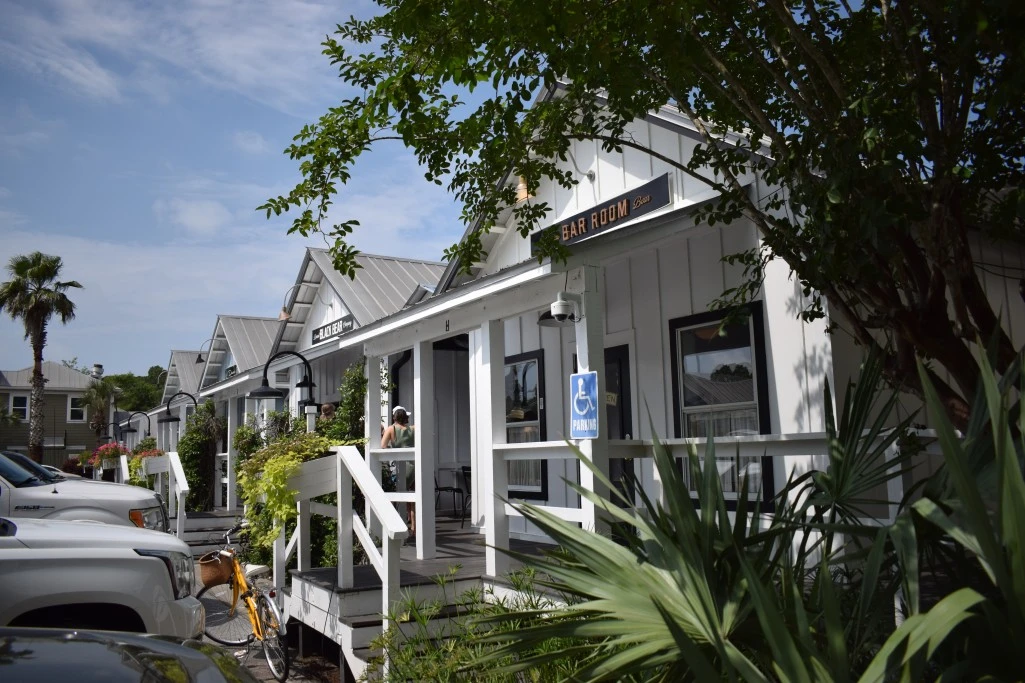 Cottage-lined street of shops and restaurants in Grayton Beach